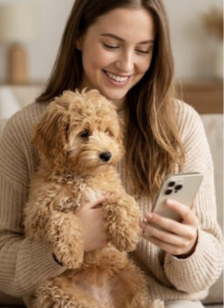 Pet parent searching for a sitter on their phone